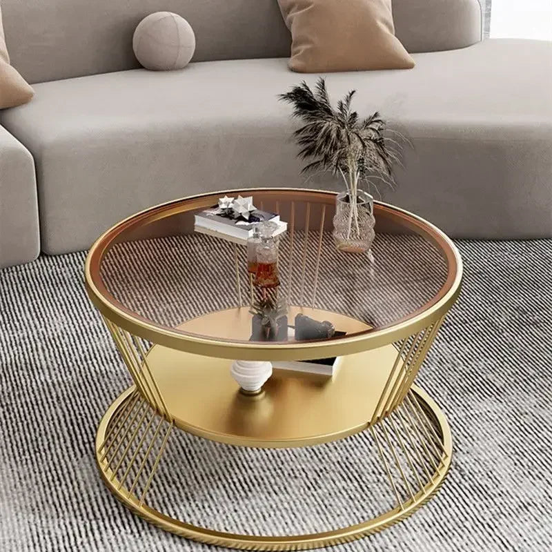 Small Apartment Living Room Round Household Minimalist Mini  Table Modern Light Luxury